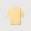 Pull droit col bateau manches courtes jaune clair femme