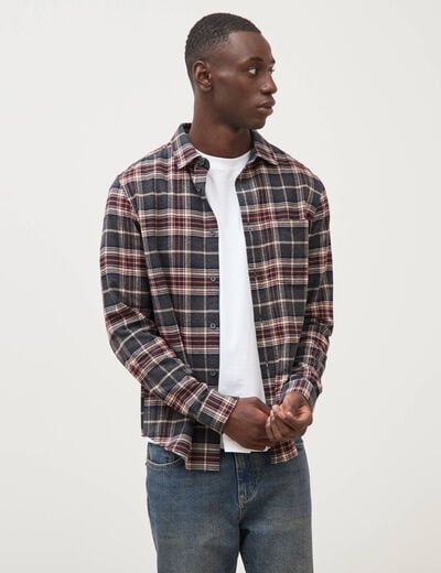 Chemise col classique manches longues gris fonc&eacute; homme
