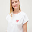 T-shirt droit col rond manches courtes blanc femme