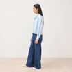 Chemise droite manches longues ray&eacute;e bleu clair femme