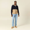Sweat zippé à capuche beige homme