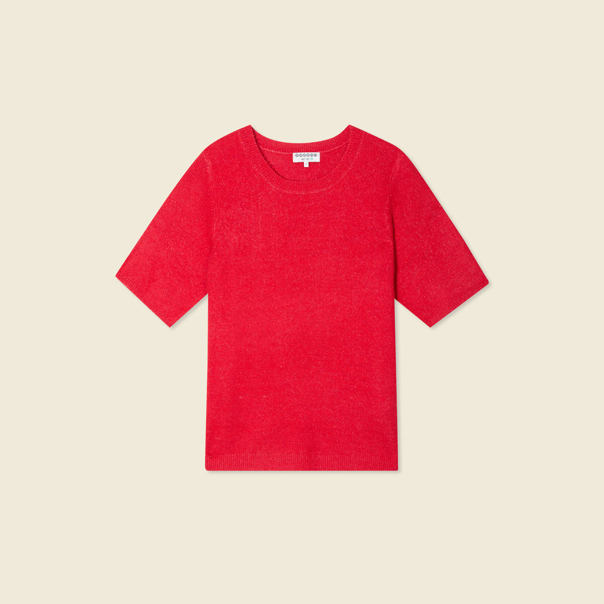 Pull manches courtes rouge femme