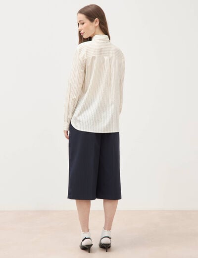 Chemise manches longues col am&eacute;ricain blanc femme