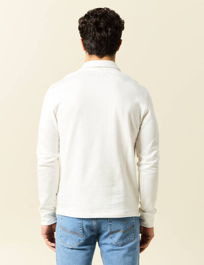 Polo manches longues ecru homme