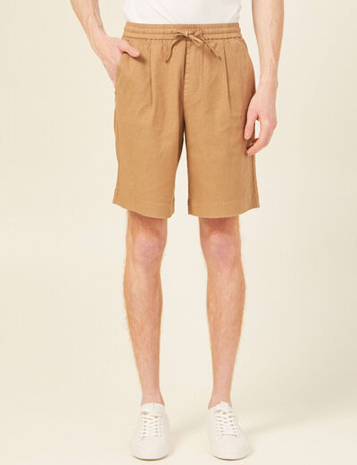 Bermuda coupe large beige homme