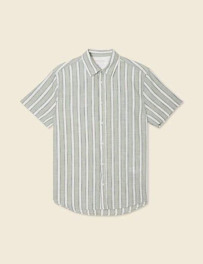 Chemise manches courtes vert olive homme