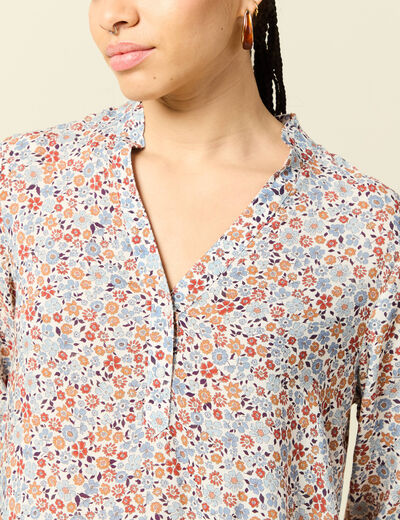 Blouse manches longues bleu gris femme