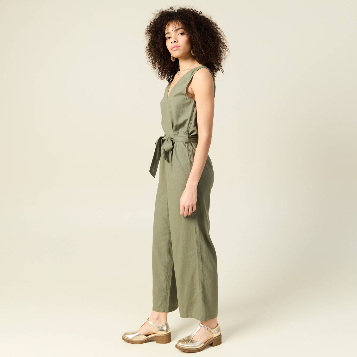 Combinaison éco-responsable vert kaki femme