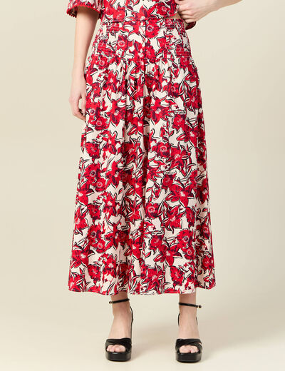 Jupe longue &eacute;vas&eacute;e rouge femme