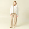 Pull manches longues col rond ecru femme