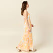 Robe longue évasée à bretelles orange clair femme