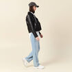 Blouson biker simili cuir noir femme