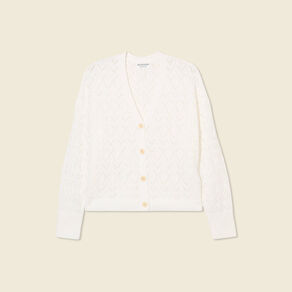 Gilet manches longues ajouré ecru femme
