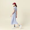 Robe longue évasée ceinturée ecru femme