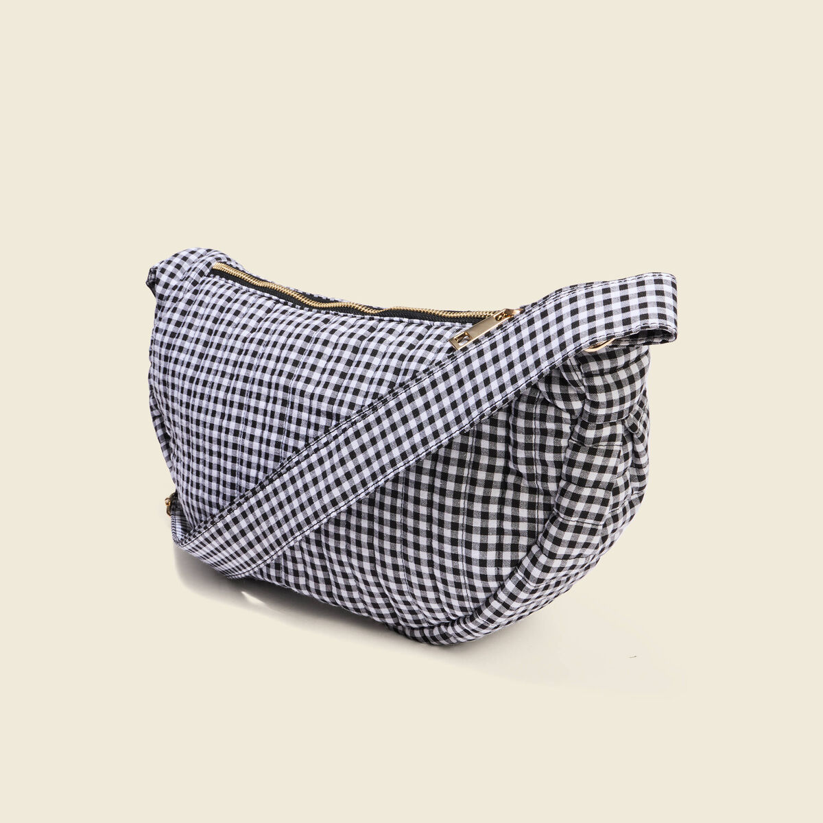Sac bandouli&egrave;re doubl&eacute; vichy noir femme