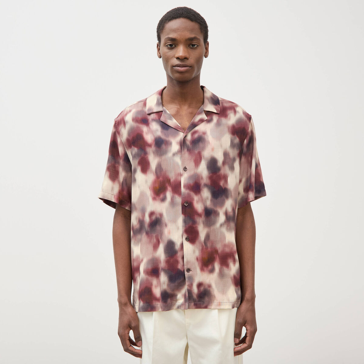 Chemise boyfriend manches courtes prune homme