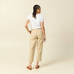 Pantalon taille haute fluide marron clair femme