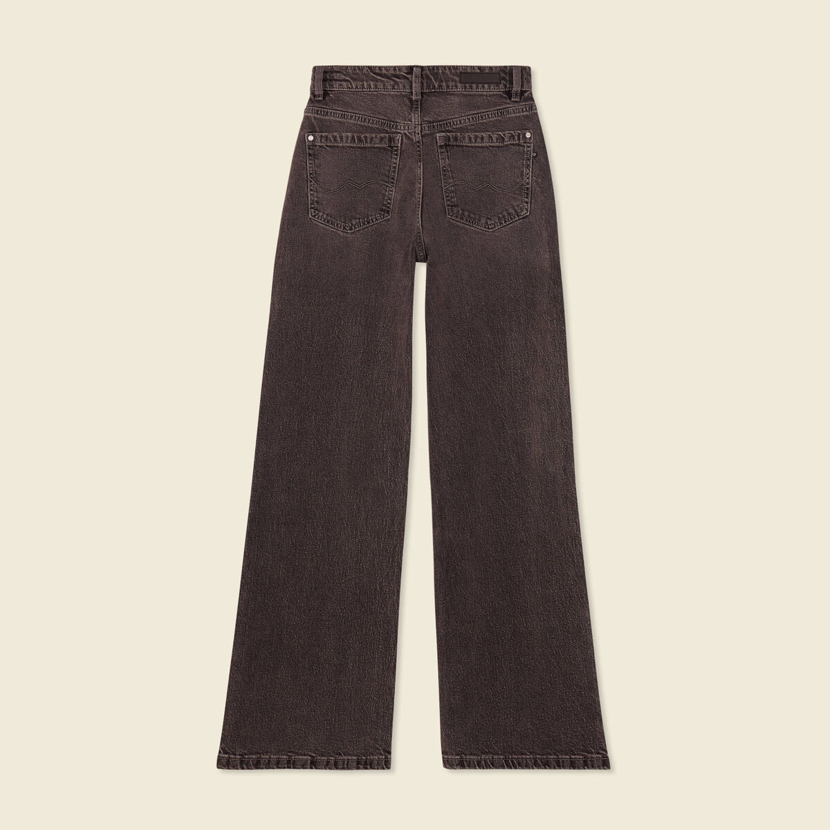 Jeans large taille haute denim snow gris femme