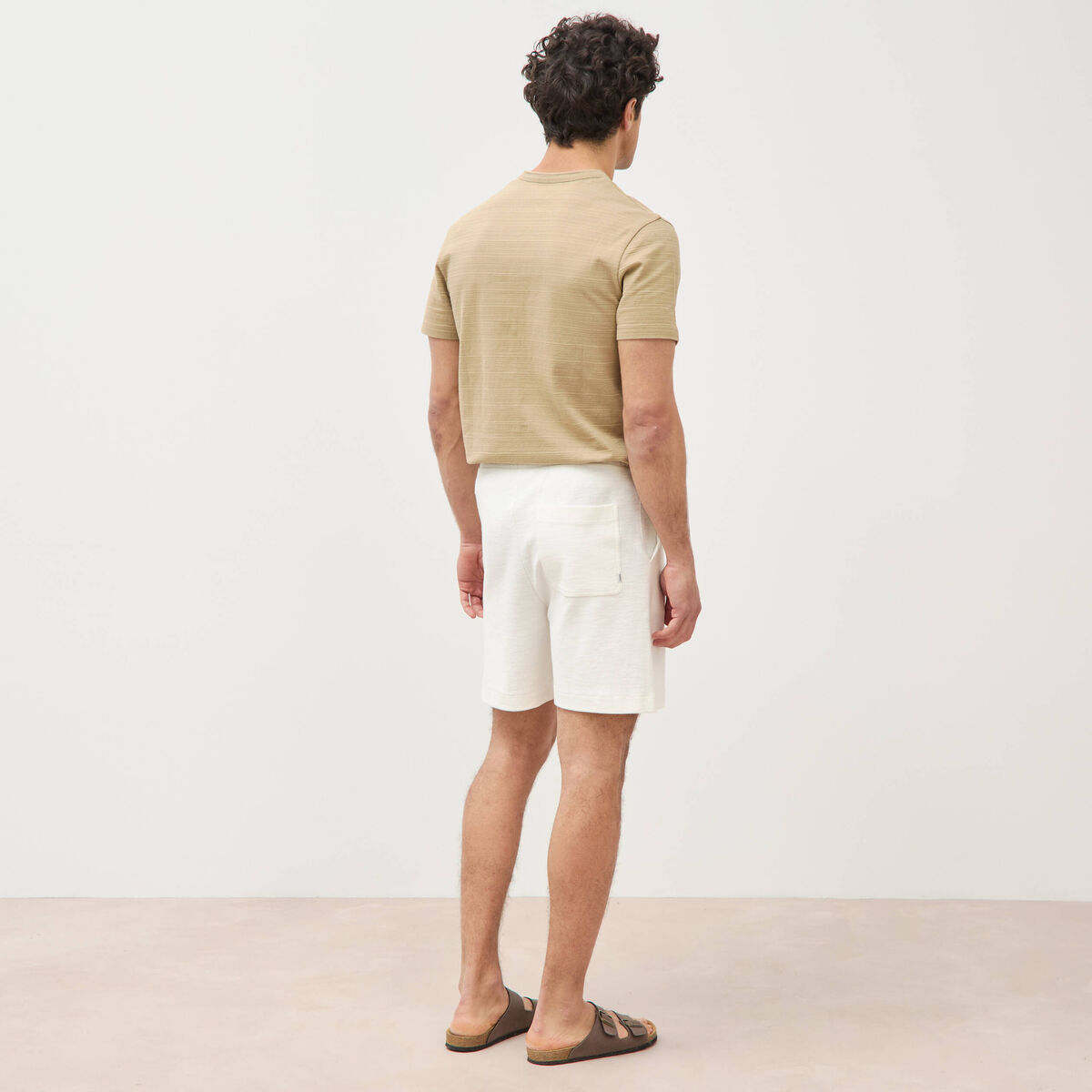 Short droit avec cordon ecru homme