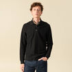 Polo manches longues en coton noir homme