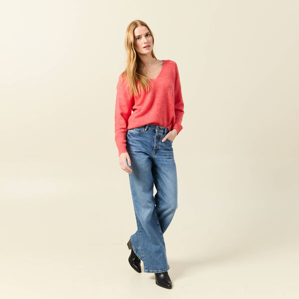 Pull manches longues orange femme