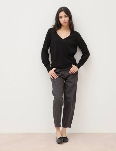 Pull manches longues noir femme