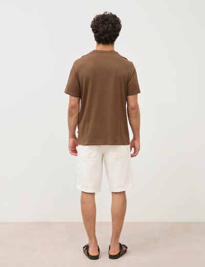 T-shirt ras de cou manches courtes taupe homme