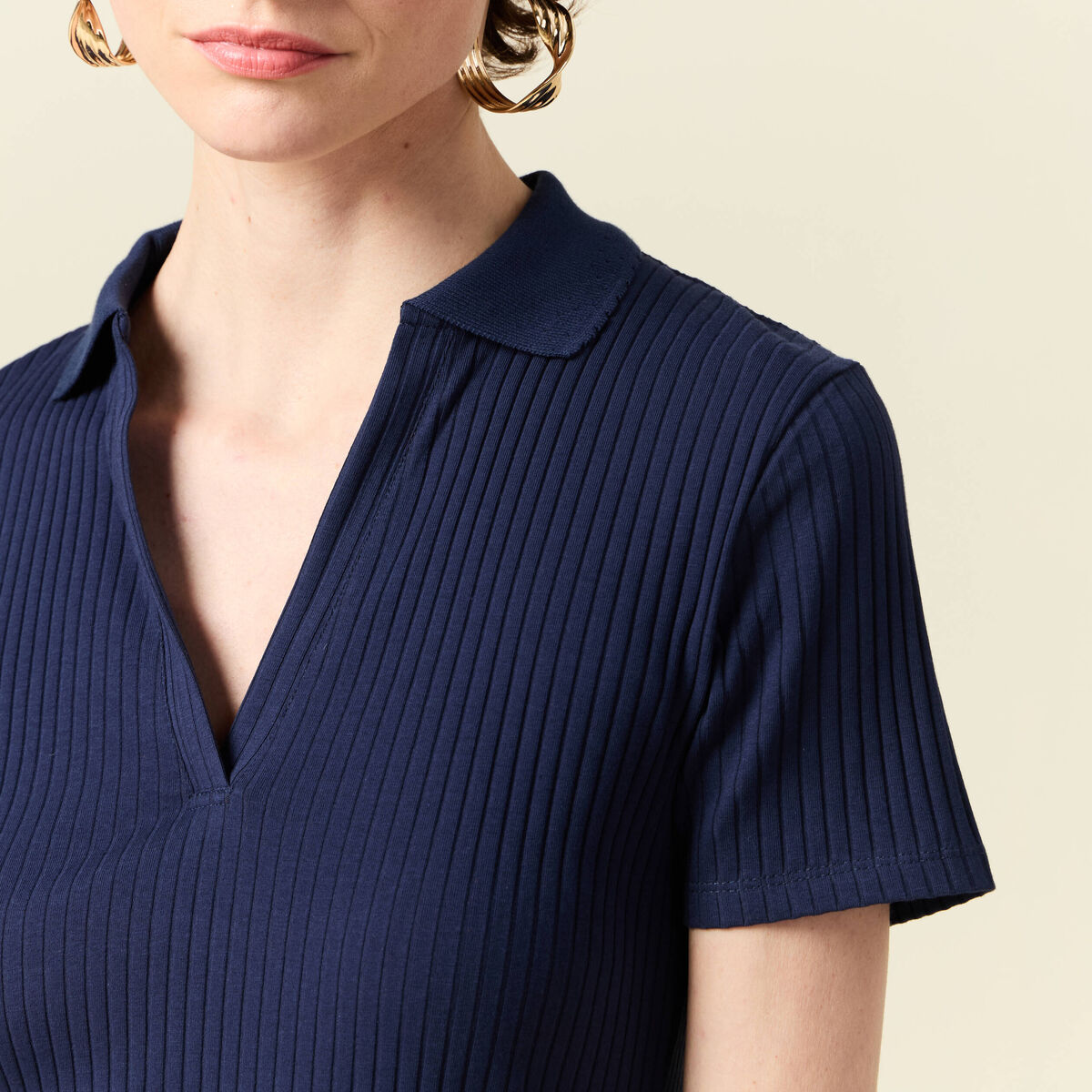 Polo manches courtes bleu marine femme