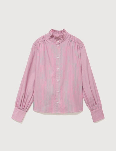 Chemise manches longues col montant multicolore femme