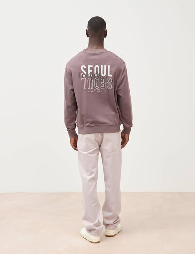Sweat col rond manches longues mauve homme