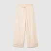 Pantalon large taille haute ceinture ivoire femme