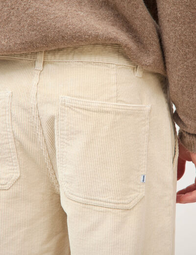 Pantalon droit en velours longueur 32 sable homme