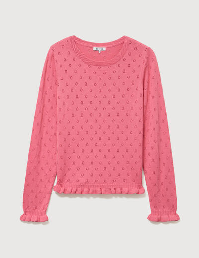 Pull droit col bateau manches longues vieux rose femme