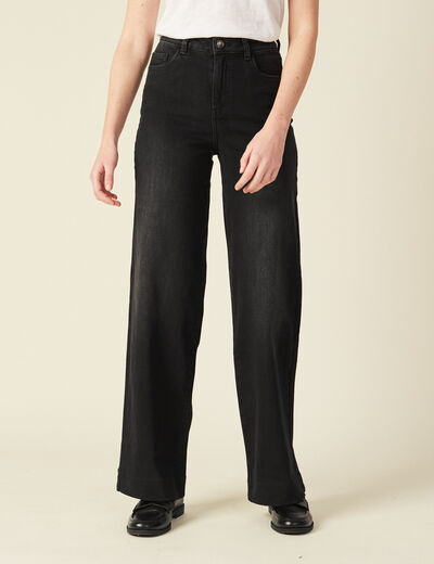 Jeans flare taille haute denim noir femme