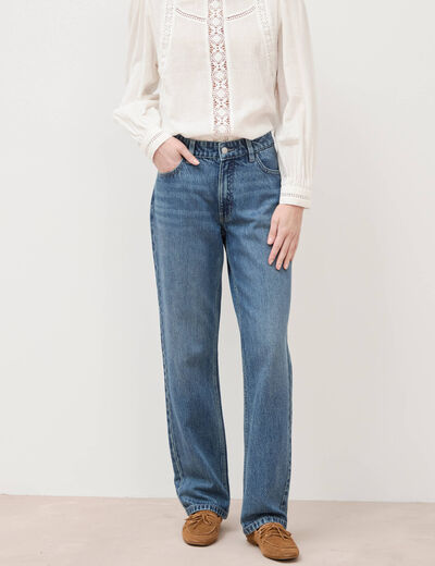 Jeans straight taille standard bleu gris femme