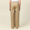 Pantalon large taille haute beige femme