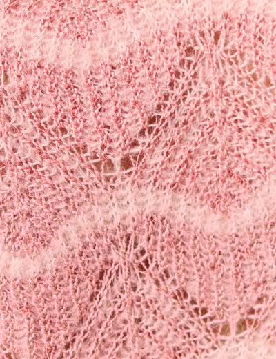 Pull manches longues ajouré rose saumon femme