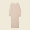 Robe cintr&eacute;e col v manches 3/4 creme femme