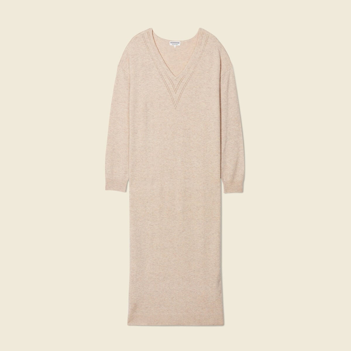 Robe cintr&eacute;e col v manches 3/4 creme femme