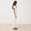 Jeans barrel taille haute bas resserr&eacute; ecru femme
