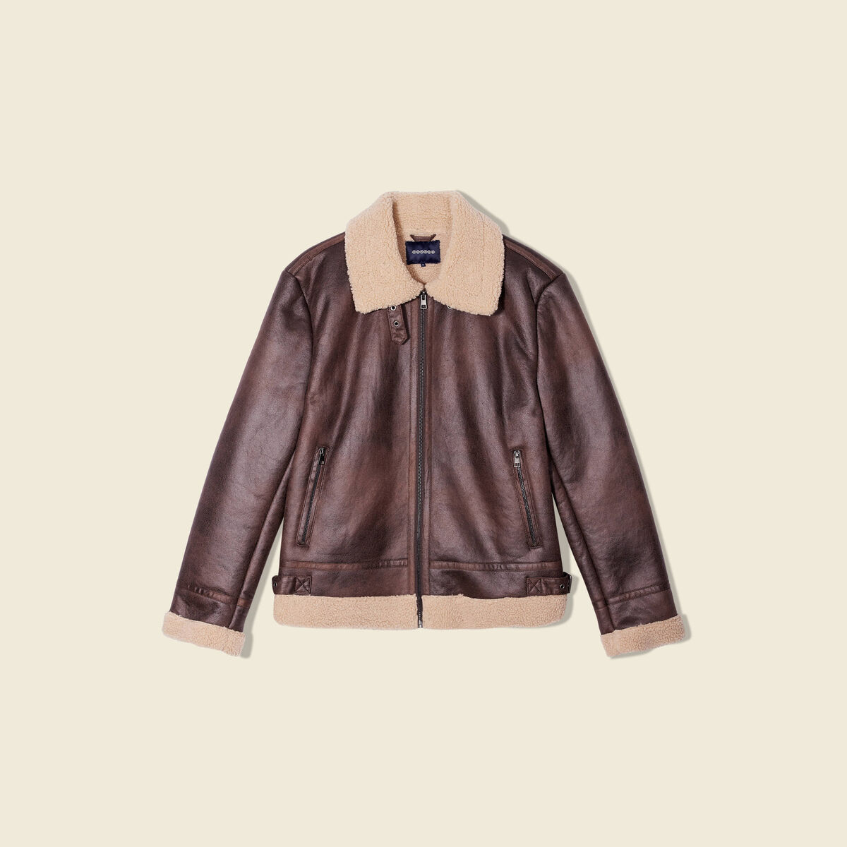 Blouson droit simili cuir taupe homme