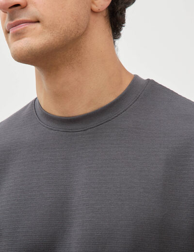 T-shirt ras de cou manches courtes gris fonc&eacute; homme