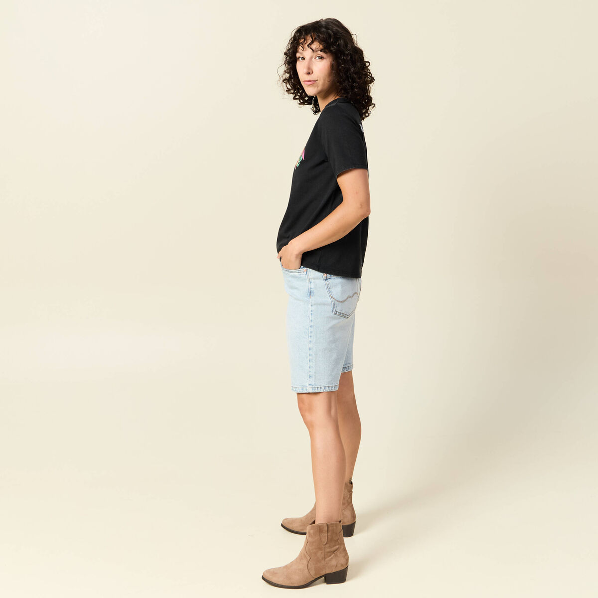 T-shirt manches courtes noir femme
