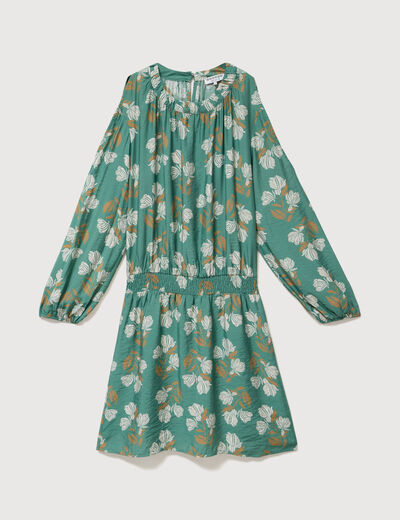 Robe manches longues col rond vert &eacute;meraude femme
