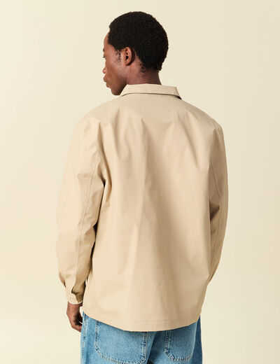 Trench manches longues col montant beige homme