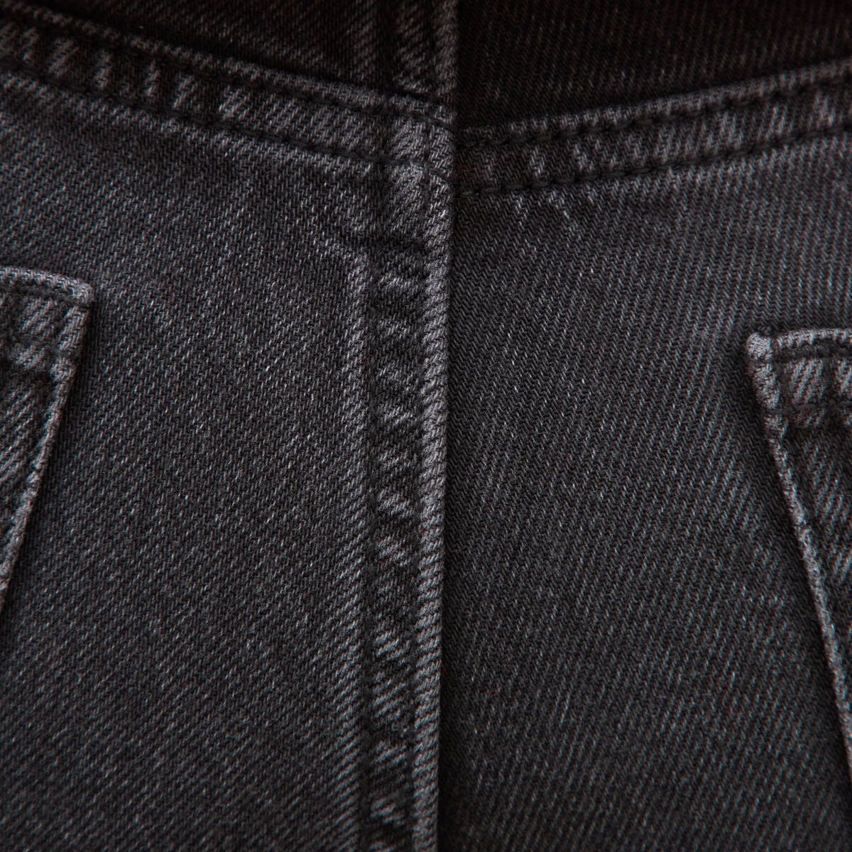 Jeans straight 7/8&egrave;me taille haute denim noir femme