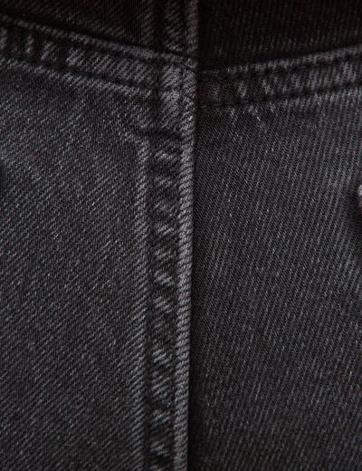 Jeans straight 7/8&egrave;me taille haute denim noir femme