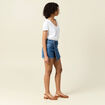 Jupe-short droite en jean denim stone femme