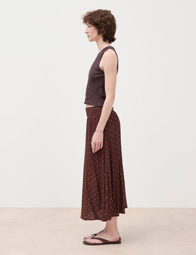 D&eacute;bardeur bretelles col rond en coton marron fonc&eacute; femme