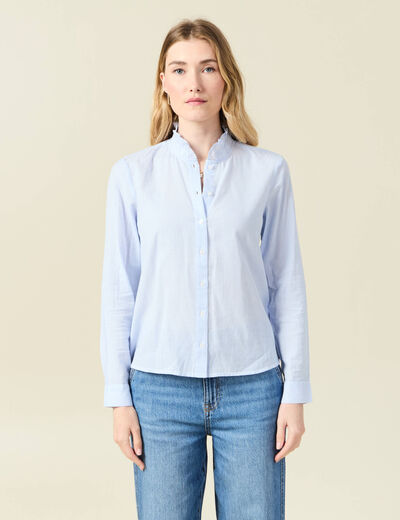Chemise manches longues bleu ciel femme